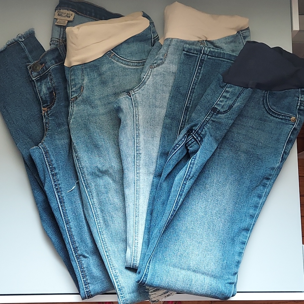4 pair indigo blue maternity jeans size xs